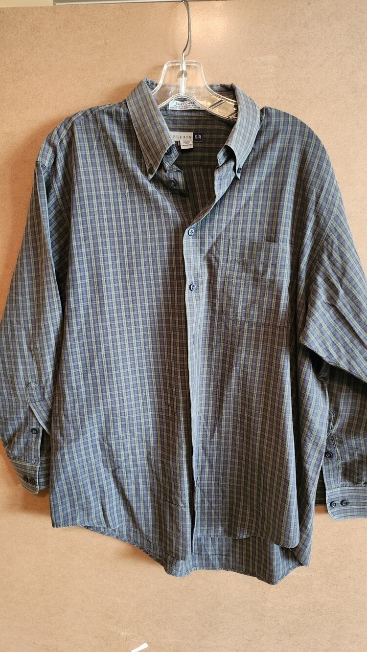 Savile Row Men's Long Sleeve Plaid Button Up Shirt - Green/Blue Lg Mt26
